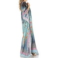 thumbnail image 4 of Sakkas Anahi Flowy Design V Neck Long Caftan Dress / Cover Up With Rhinestone - ST40-Turq - One Size, 4 of 5