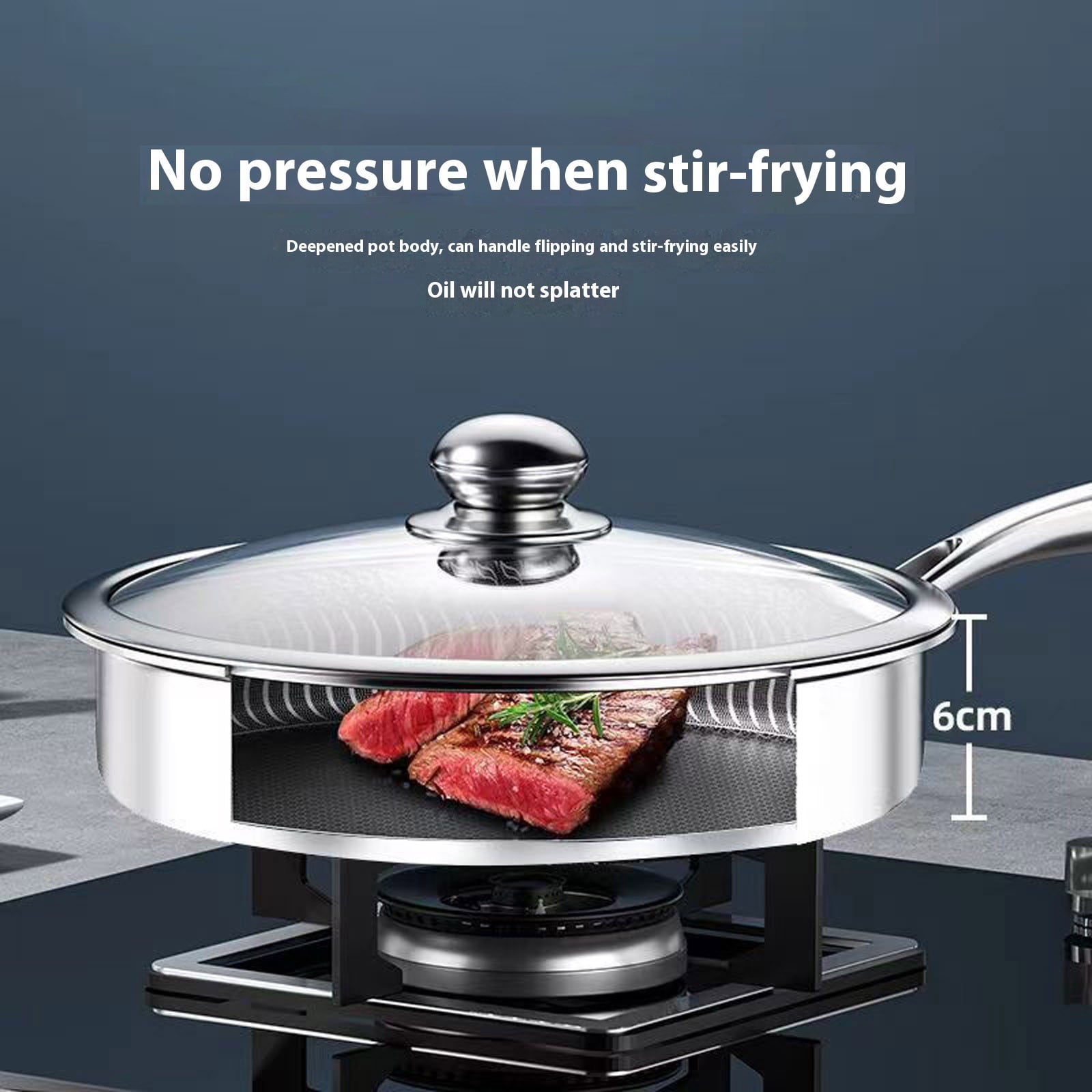 WEIOUKC Non Stick Frying Pan Skillet with Lid,Full Body,Double-Sided Honeycomb Skillet,Durable Skillet for Home & Outdoor Cooking, Easy Clean Egg Steak Pan