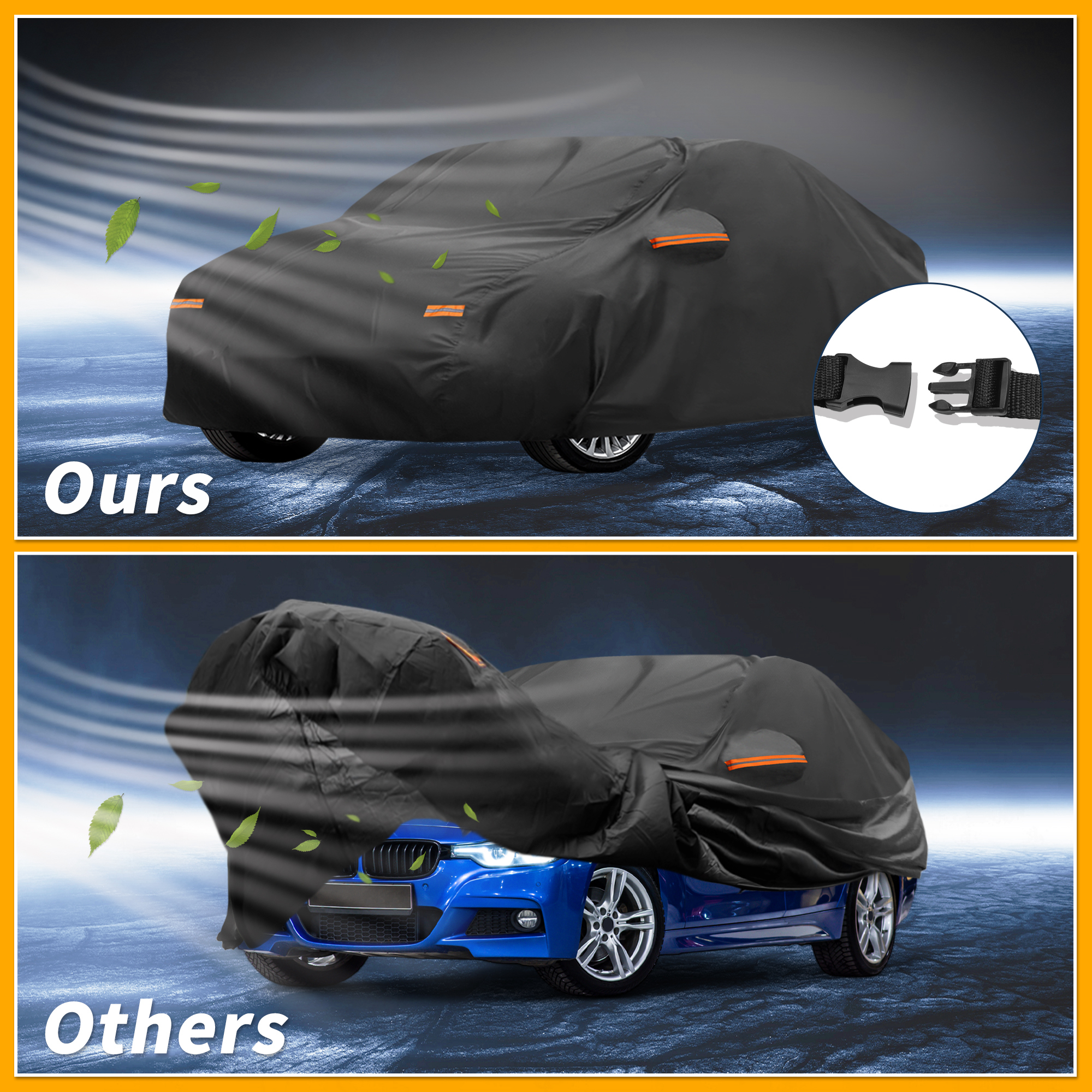 Unique Bargains Car Cover for BMW 1 Series Sedan 190T-PU Black with Right Side Zipper