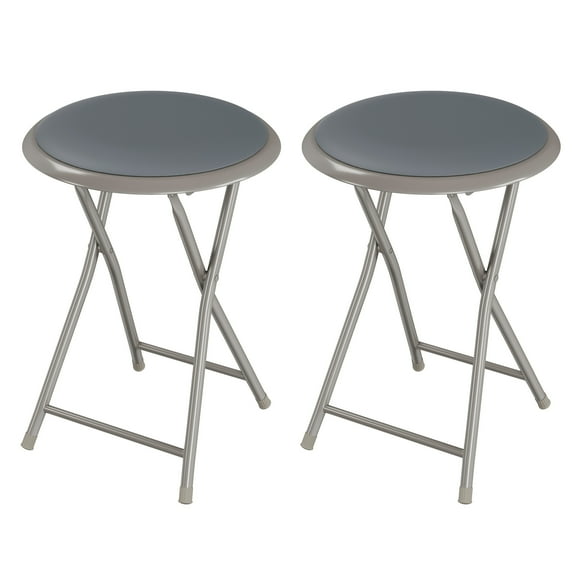 Lavish Home Set of 2 Portable Counter Bar Stools, Backless 18 in. Folding Stool with 225lb Capacity for Kitchen or Rec Room, Gray