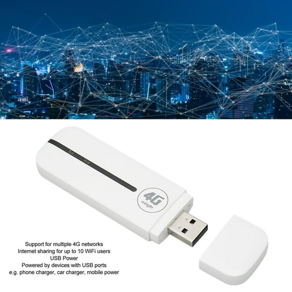 Plug and Play 4G USB WiFi Modem, Mini High Speed Pocket USB WiFi Router for Car Outdoor Use, White