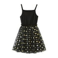 thumbnail image 2 of Huowey Toddler Girls Dress Spaghetti Strap Sleeveless Patchwork Sequins Polka Dot Tiered Layered Solid Color High Waist Dresses Clothes,Black,12-18 Months, 2 of 4