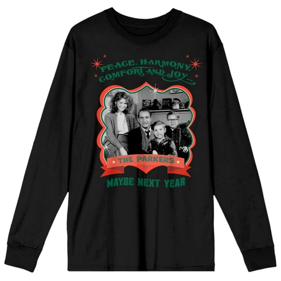 A Christmas Story Family Greeting Christmas Card Women's Black Long Sleeve Tee-Medium