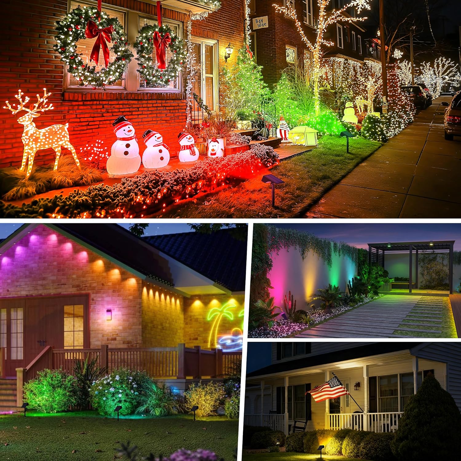 12-Pack Solar Spot Lights Outdoor Color Changing - 7 Lighting Modes for Christmas & Halloween Decor, Waterproof LED Flood Light for Yard, Garden, Pathway.