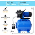 thumbnail image 4 of 1.6HP Shallow Well Pump, Garden Water Pump with Pressure Tank, Irrigation Pump Automatic Water Booster Pump with Stainless Steel Head for Home Garden Lawn Farm, Blue, 4 of 8