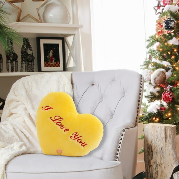 Rewenti Valentine's Day Pillow Cute Heart LED Pillow Light Soft Cushion Gift Home
