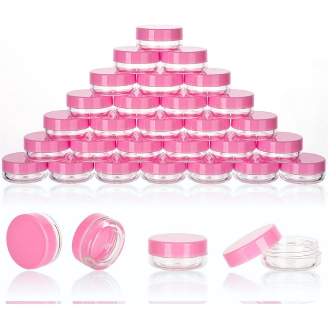 3 Gram Sample Containers with Lids, 100 Count Tiny Sample Jars, Empty Lip Balm Containers, Mini Cosmetic Containers with Lids, Makeup Travel Containers with Labels, Mini Disposable Spatulas