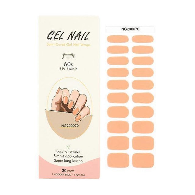 Flash Gel Nail Stickers 20 Finger Phototherapy Lamp Nail Polish Gel Nail Stickers Half Baked Nail StickersNG200070
