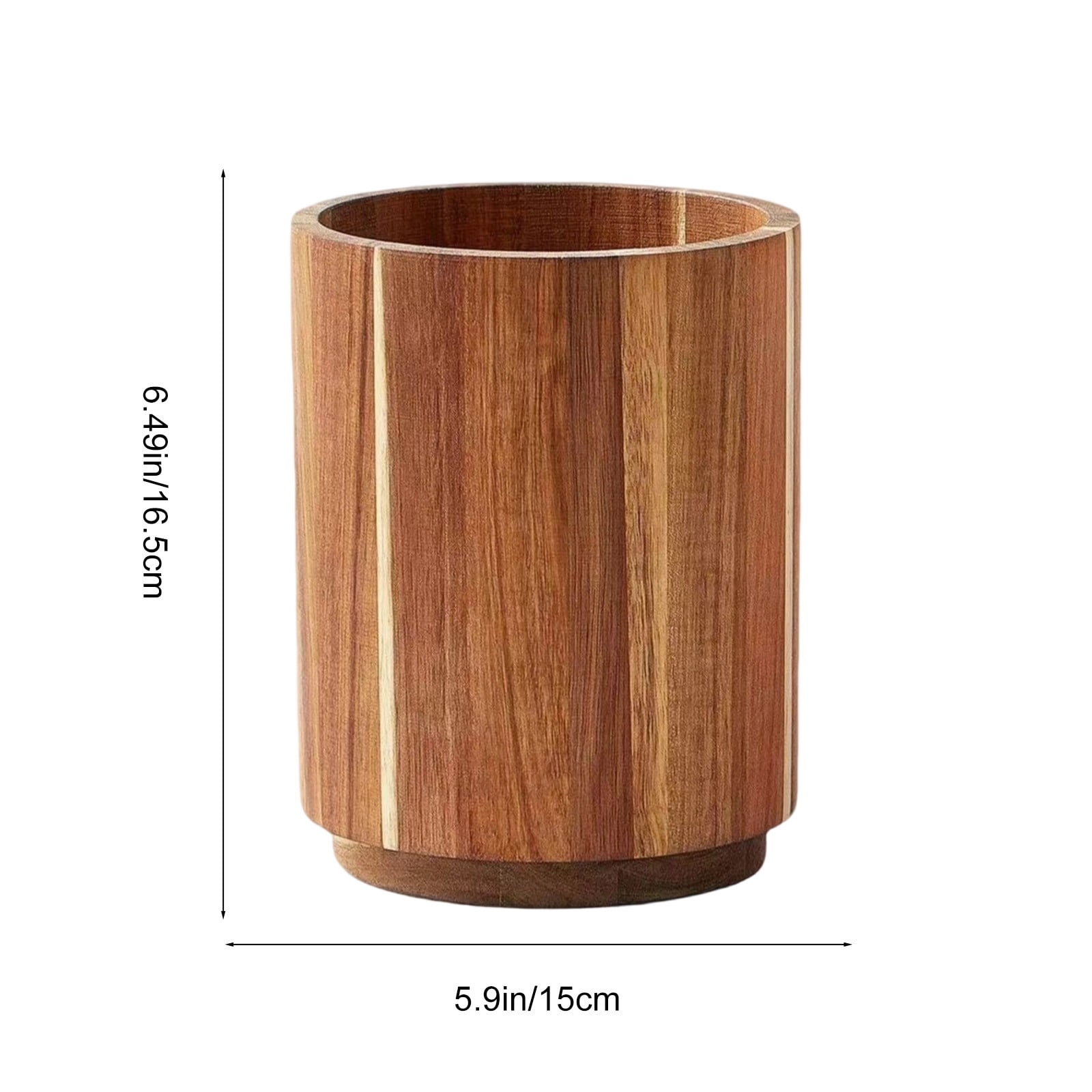Bxaolu Wood Utensil Holder for Kitchen Counter, 360° Rotating 6.5" Wooden Cooking Utensil Crock for Countertop, Utensil Organizer for Spatula, Farmhouse Kitchen Decor