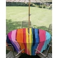 thumbnail image 2 of Colorful Striped Round Outdoor Tablecloth, Waterproof Table Cloth Cover with Umbrella Hole and Zipper, Modern Rainbow Abstract Graffiti Art Table Protector for Patio Party Picnic 54" Round, 2 of 6