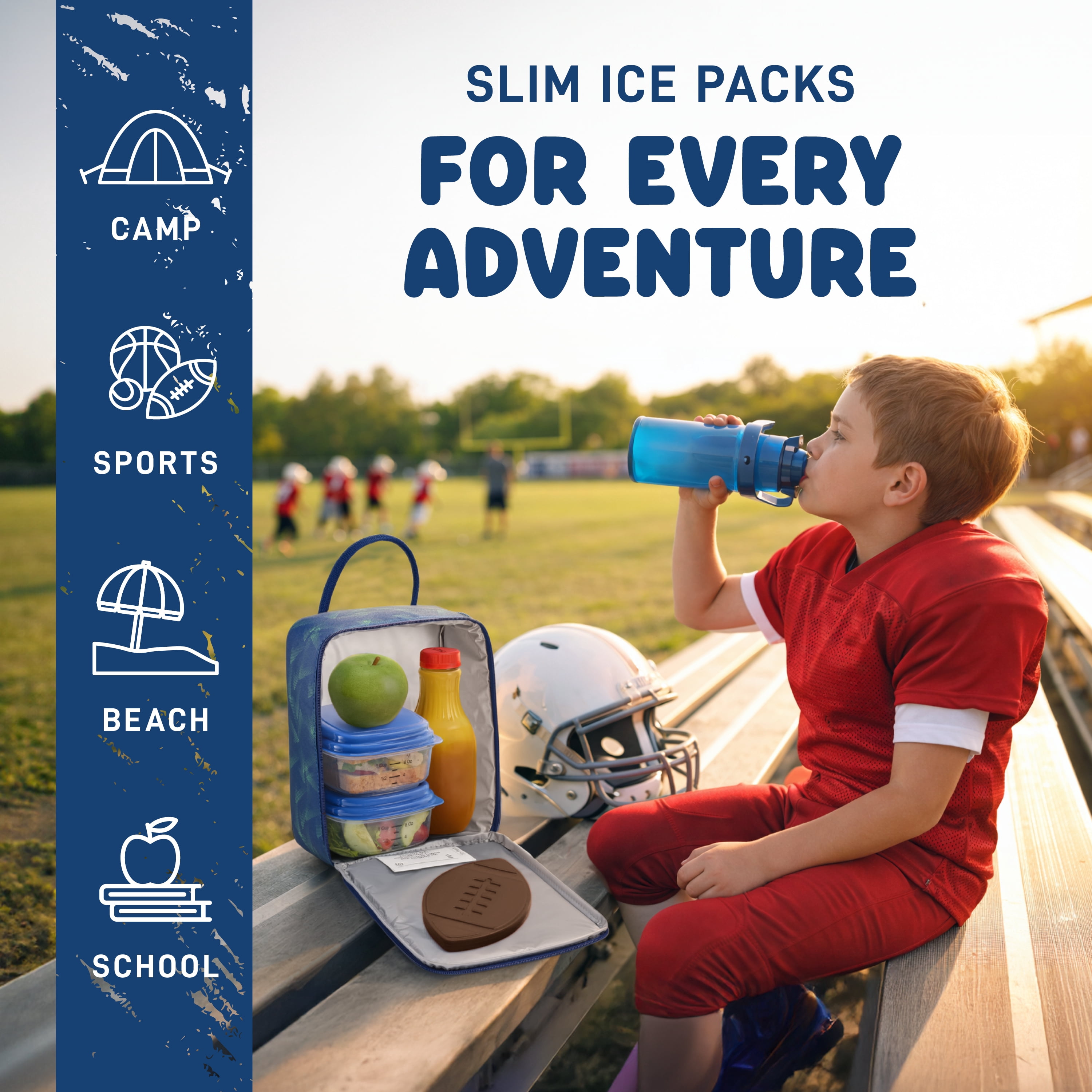 Cool Coolers by Fit + Fresh Kids Ice Packs, Football Design, 4-Pack