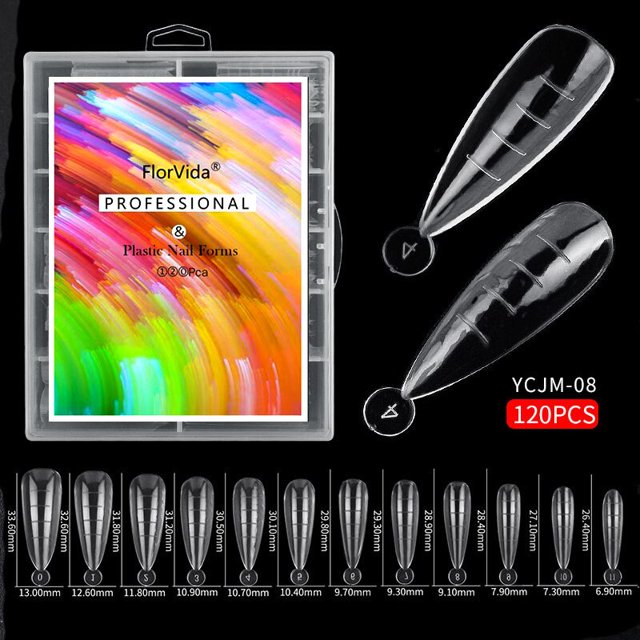 FlorVida 100 Uds Kit plástico uñas postizas arte doble forma puntas francesas Poly Gel modo de extensión acrílico manicura herramienta accesorios conjunto Tan Jianjun unisex