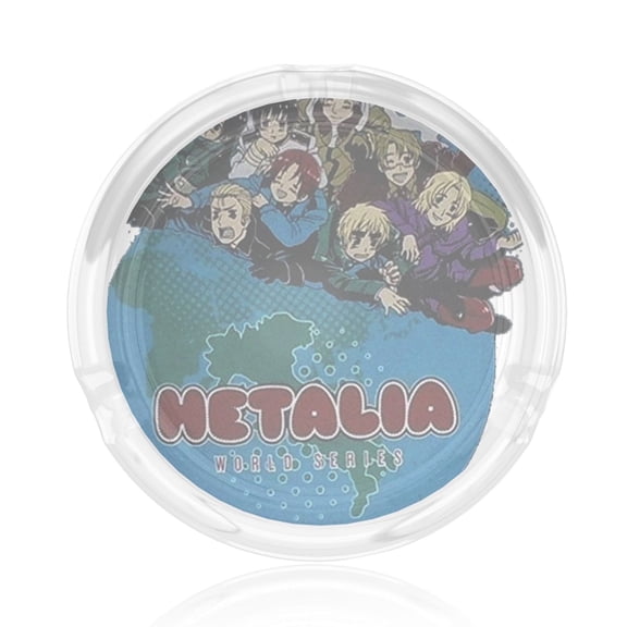 Hetalia World Series Crew Round Glass Ashtray 3d Printing For Indoor And Outdoor, Home, Office, Tabletop Decoration (3.5" Diameter)