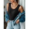 thumbnail image 5 of Anygrew Women's Tank Top with Built in Bra Ribbed Camisole Summer Scoop Neck Basic Cami Tanks Undershirt Black-White-Gray-Coffee, 5 of 7
