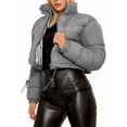 thumbnail image 1 of Veste Matelassée Courte pour Femmes, Manteau d'Extérieur, Gris Argenté, L, 1 of 7