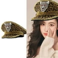 thumbnail image 2 of Yokua Funny Music Festivals Adult Carnivals Hat with Rivet Military Hat for Girls, 2 of 14