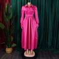 thumbnail image 3 of AURA Plus Size Lapel A Line Midi Dress Long Sleeve Button Front Belted High Waist Large Swing Elegant Fall Dress, 3 of 10