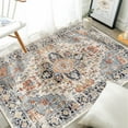 thumbnail image 6 of Area Rugs Washable Rug, Non-Slip Rugs for Living Room, Kitchen Rugs, Rugs for Bedroom Entryway Rug, Vintage Rugs Boho Floral Medallion, Low Pile, Soft (Blue, 79"x59"), 6 of 8
