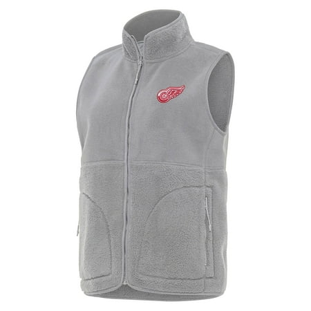 Women s Antigua Gray Detroit Red Wings Nostalgic Full-Zip Vest