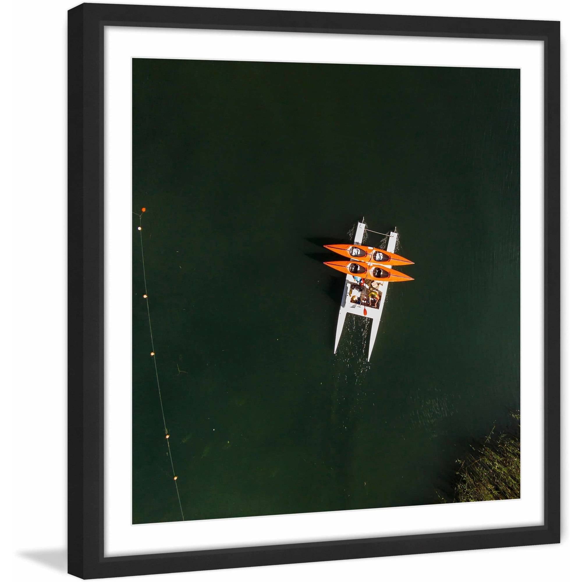 Marmont Hill "Orange Kayaks" By Karolis Janulis Framed Painting Art Print, 12.0" x 1.5"