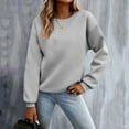 thumbnail image 3 of Feimerou Long Sleeve Shirts for Women 2025 Spring Round Neck Sweatshirts Solid Colors Loose Fit Soft Comfort Casual Pullover Tops, 3 of 7