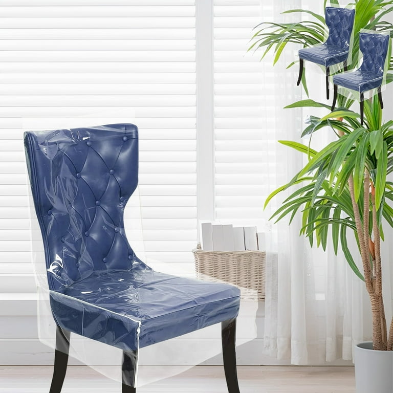 2Pcs Plastic Dining Chair Covers Clear Dining Chair Protector