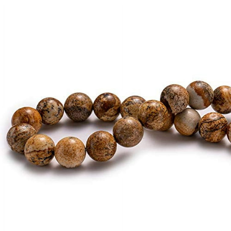 BEADIA Natural Brown Picture Jasper Stone Round Loose Semi Gemstone Beads  for Jewelry Making 6MM 61PCS 