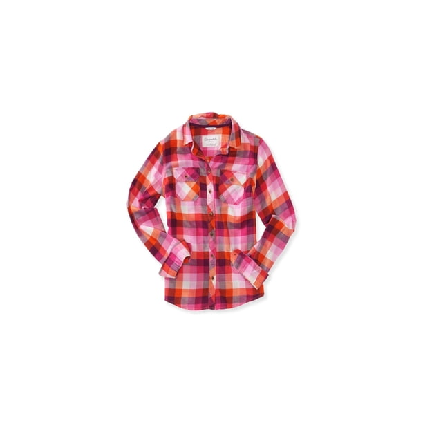 Camisa con botones Aeropostale Signature para mujer naranja XS