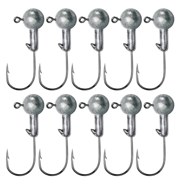 Round Jig Head, Lead Jig Head Hooks for Freshwater Saltwater Fishing, Swimbait Jig Heads with Fishing Box for Trout Bass Fishing, Crappie Pro Jig Heads, 10Pcs-1G