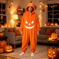 thumbnail image 2 of LILIYA Halloween Hooded Onesie, Warm Adult Jumpsuit, Plush Long Sleeve Loungewear for Couples, Comfy Bodysuit with Front Pockets, Soft One-Piece Pajamas, 2 of 8