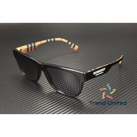 BURBERRY BE4293 377381 Black Grey Polarized 56 mm Men's Sunglasses