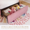 thumbnail image 6 of SHA CERLIN Upholstered Twin Size Bed Frame with LED Lights and Large Storage Drawer, Velvet Platform Bed with Adjustable Wavy Headboard, Noise Free, Easy Assembly, No Box Spring Needed, Soft Pink, 6 of 6