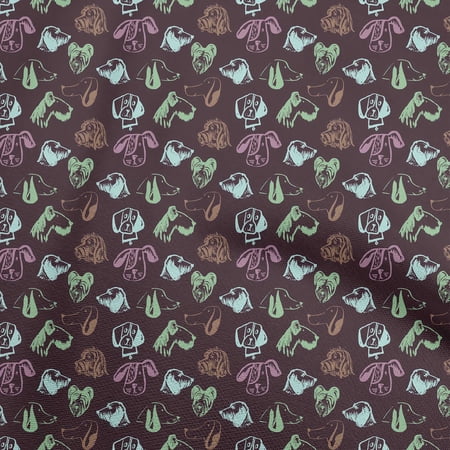 oneOone Cotton Silk Maroon Fabric Floral & Puppies Sewing Craft Projects Fabric Prints By Yard 42 Inch Wide