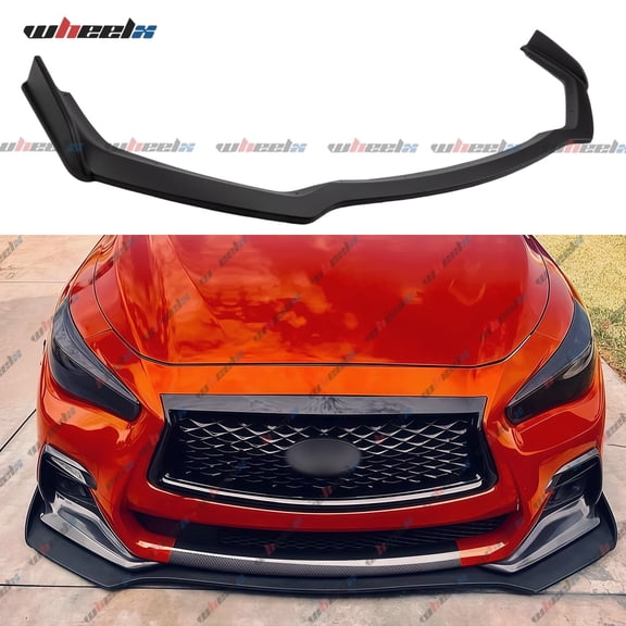 Front Lip Compatible with 2018-2024 Infiniti Q50 Sport, JDM Bumper Air Dam Lower Chin Splitter Protection Body Kit Fits for 2018 2019 2020 2021 2022 2023 2024 (Matte Black)