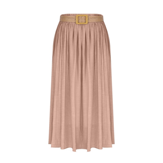 Jupes à Taille Élastique pour Femmes Jupe Décontractée Évasée Longueur Cheville en Polyester Longueur Régulière 1 Pce