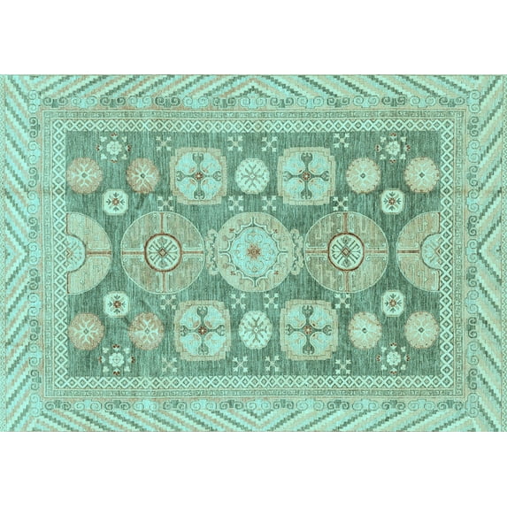 Ahgly Company Indoor Rectangle Oriental Light Blue Traditional Area Rugs, 2' x 4'