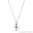 thumbnail image 2 of Initial Letter "G" Engraved Tiny 11x8mm (0.4"x0.3") Circle Pendant & Chain Necklace in .925 Sterling Silver, 2 of 3