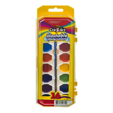 Washable Watercolor Paint - Cra-Z-Art Washable Watercolor Paint Includes Brush & tray - 16 Count