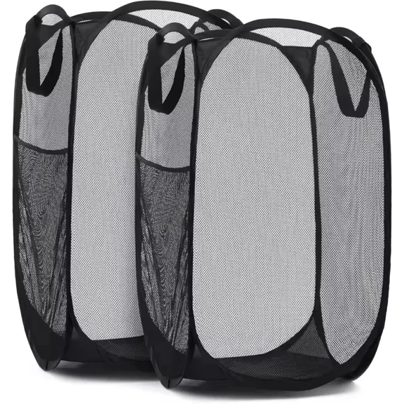 2Pcs Collapsible Pop Up Laundry Bag Foldable Hamper Large Mesh Clothes Basket Us