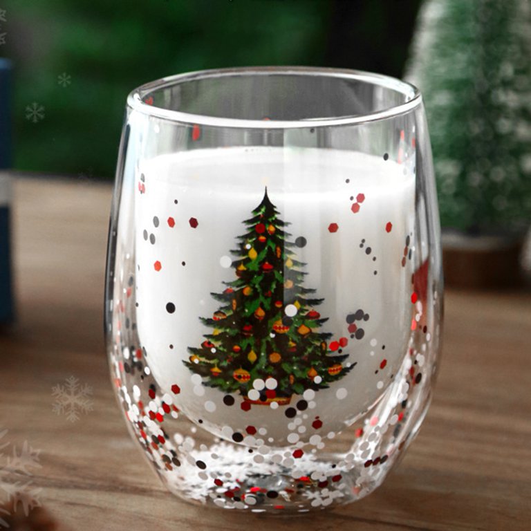 300ml Creative Christmas Tree Glass Mug Double Wall Insulated