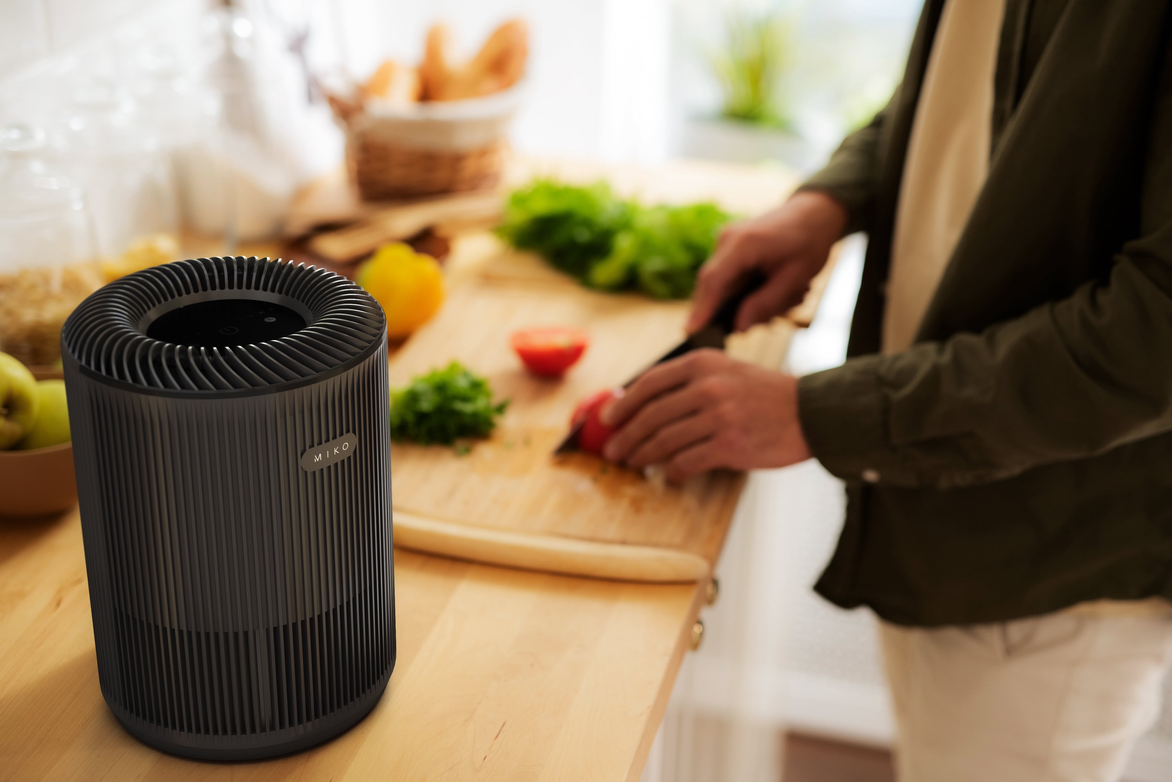 Miko Essence Air Purifier for 1000 Sq Ft with H13 True HEPA Filter, Activated Carbon, Quiet Sleep Mode, Timer, Portable Cleaner for Smoke and Dust