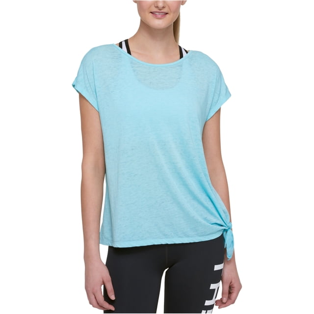 Camiseta básica Tommy Hilfiger con abertura lateral para mujer azul talla mediana