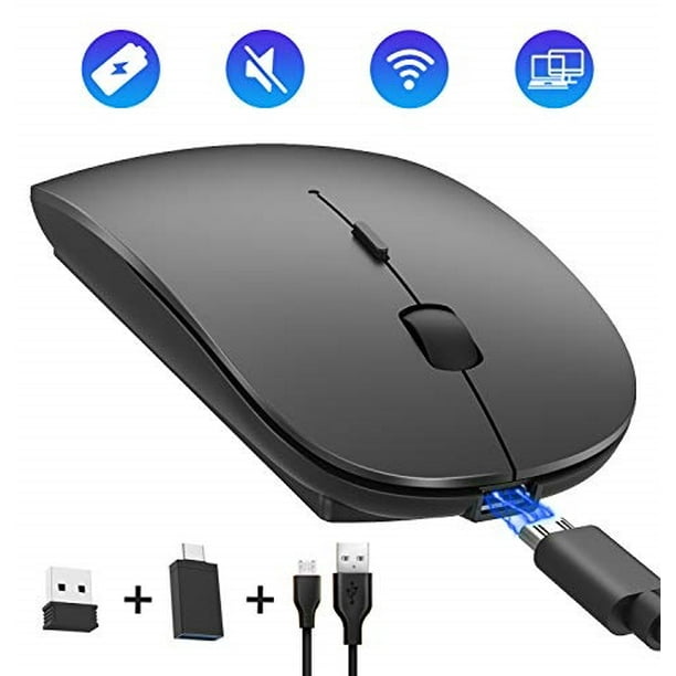 Okimo Rechargeable Wireless Mouse 2 4ghz Silent Computer Office Portable Slim Optical Mouse With Usb Receiver Type C 3 Level Adjustable Dpi For Laptop Computer Macbook Notebook Pc Black Walmart Com Walmart Com