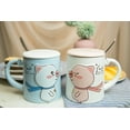 thumbnail image 2 of Ebros Pack Of 2 Valentines Love Pigs Blue And White Coffee Mugs With Lid & Spoon, 2 of 8