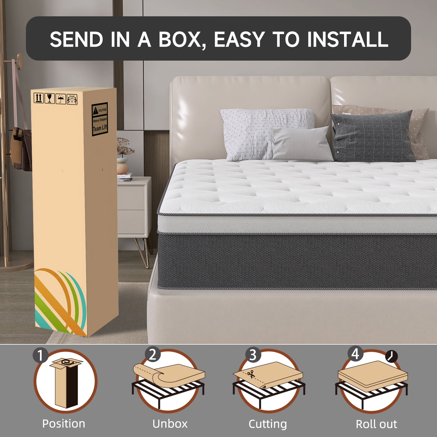 lemontalking 12" King Mattress Gel Memory Foam Spring Hybrid Mattress in a Box