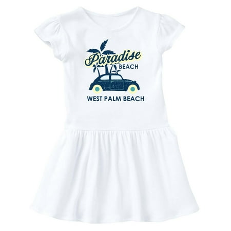 

Inktastic Paradise Beach in West Palm Beach with Palm Trees and Car Gift Baby Girl Dress