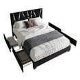 thumbnail image 4 of Home Design Hanover Full Upholstered Storage Platform Bed Frame with Silver Acrylic Strip Headboard and Four Under-Drawers, Black, Easy Assembly, 4 of 6