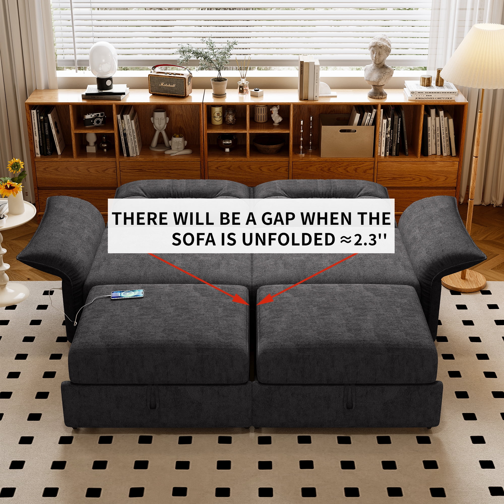 Leumius 85" Convertible Sofa Bed with Wood Frame,2-in-1 Upholstered Sleeper Sofa Bed with Pull Out Bed for Living Room,Apartment,600 lbs Capacity,Grey