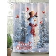 thumbnail image 2 of Fsddascl Merry Christmas Shower Curtain Set - Extra Long 72" x 96" Washable Bathtub Curtain with 12 Hooks, Winter Snowman Xmas Tree Red Bids Snowfall Waterproof Fabric Shower Curtains for Bathroom, 2 of 6
