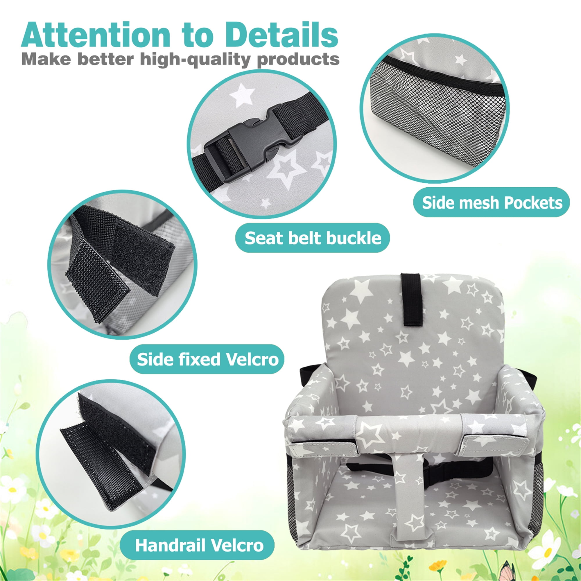 GOLDCOLIN 3-in-1 Shopping Cart Cover 5-Point Safety Harness Semi-Circle Back Fit Machine Washable Portable Waterproof High Chair Booster Seat Swing Pad for Baby